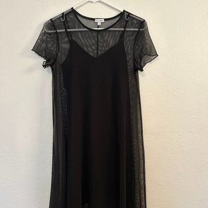Francesca’s Ellen Mesh Slip Shift Dress | Women’s Size Medium | Black